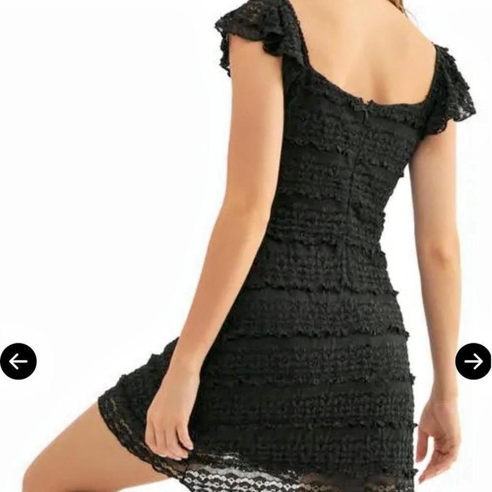 All In Favor Flutter Sleeve Black lace mini dress - Picture 2 of 3